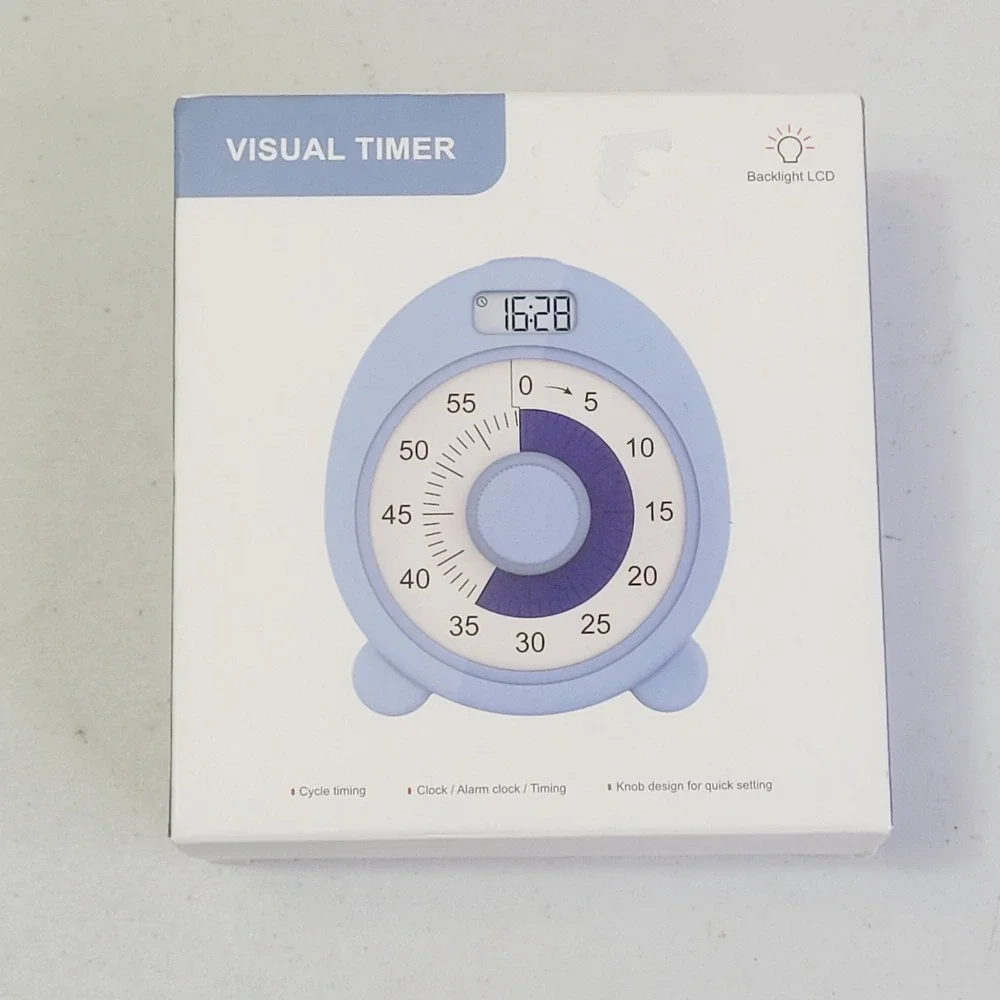 Unbranded 60 Minute Visual Timer Clock Blue USB Rechargeable Backlight